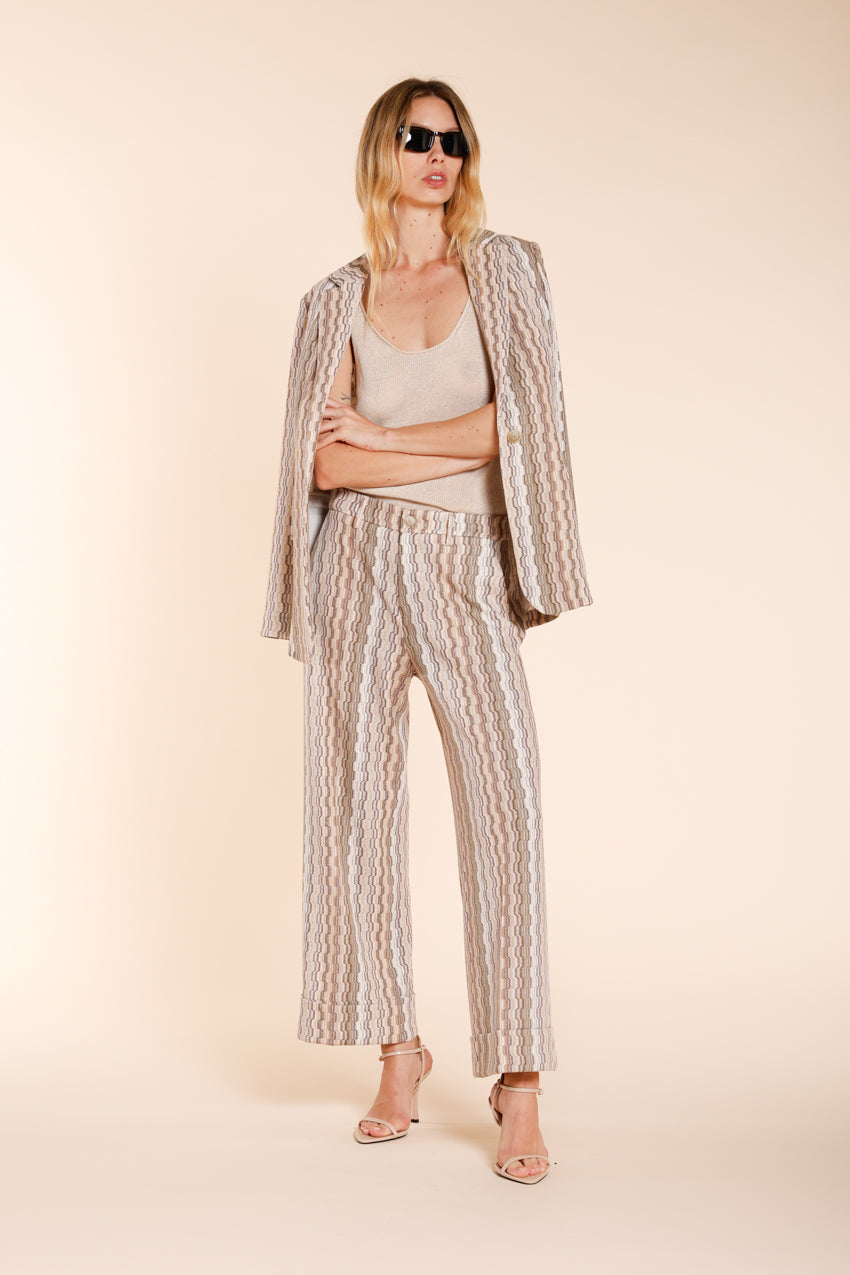 New York Studio Cropped City Hose Chino Damen aus gestreiftem Jersey straight fit