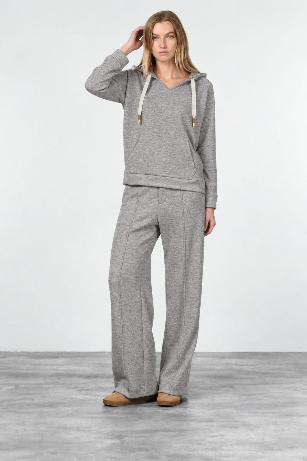 New York Studio Elax pantalone chino donna in jersey effetto maglia straight fit
