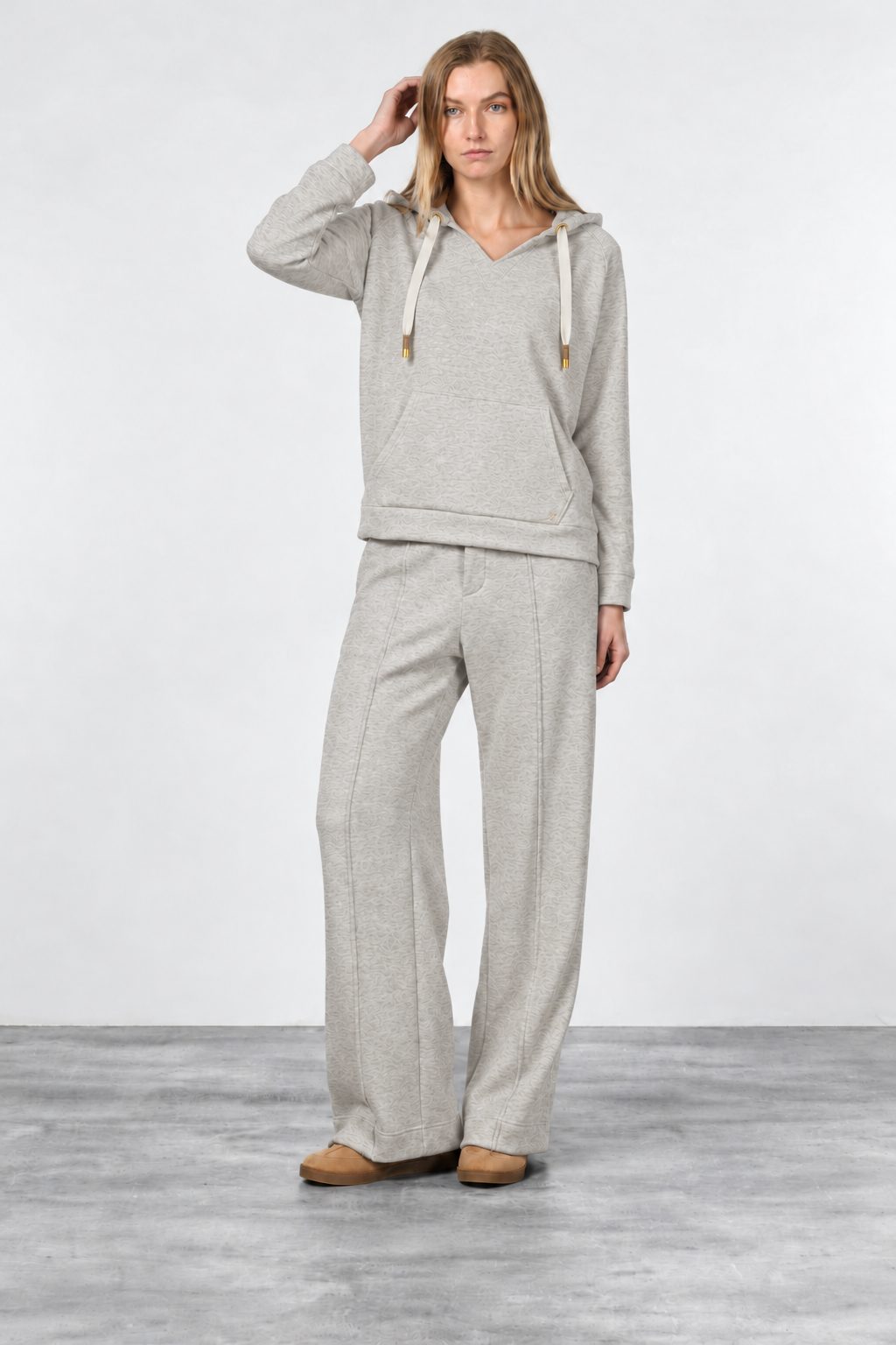 New York Studio Elax pantalone chino donna in jersey effetto maglia straight fit