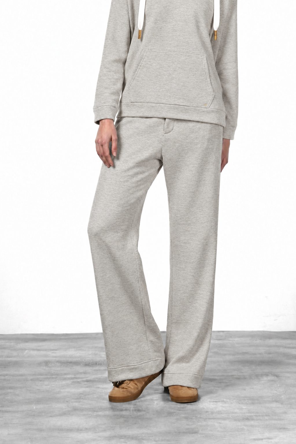 New York Studio Elax Chinohose für Damen aus Jersey mit Strickeffekt und straight fit