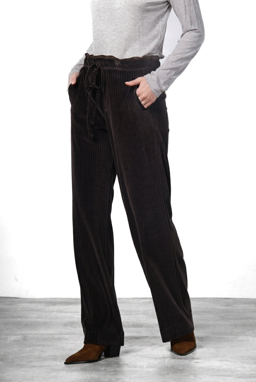 New York Studio Elax pantalone chino donna in velluto a costa larga straight fit