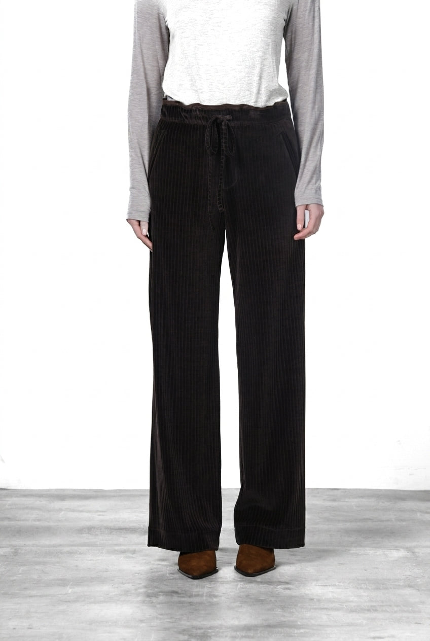 New York Studio Elax pantalone chino donna in velluto a costa larga straight fit