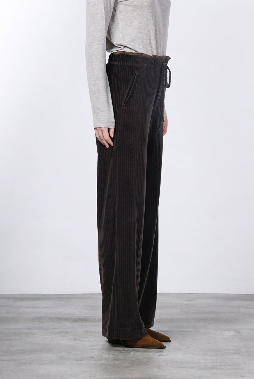 New York Studio Elax pantalone chino donna in velluto a costa larga straight fit