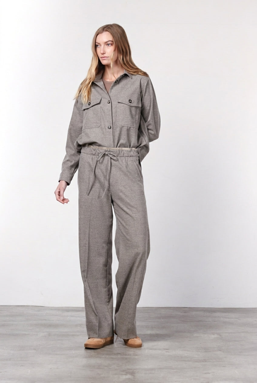 New York Studio Elax pantalone chino donna in lana straight fit