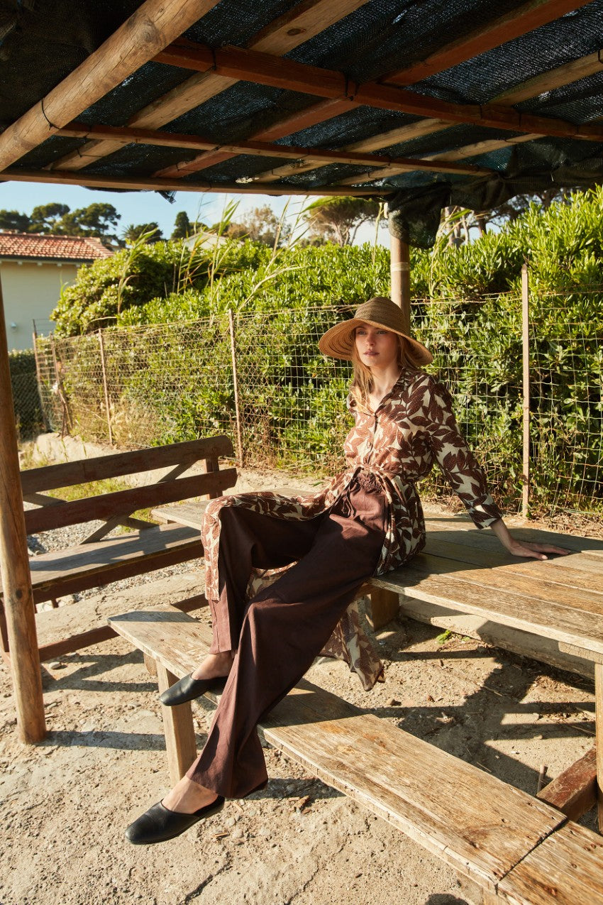 New York Studio Elax Pantalone Chino Jogger Damen aus Leinenmischgewebe straight fit