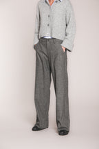 Foto 4 Shon pantalone chino donna in lana unita wide leg