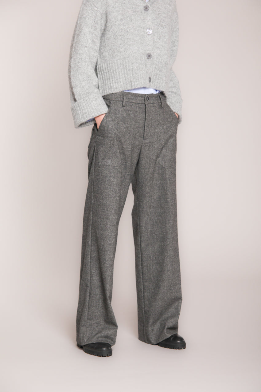 Foto 1 Shon pantalone chino donna in lana unita wide leg