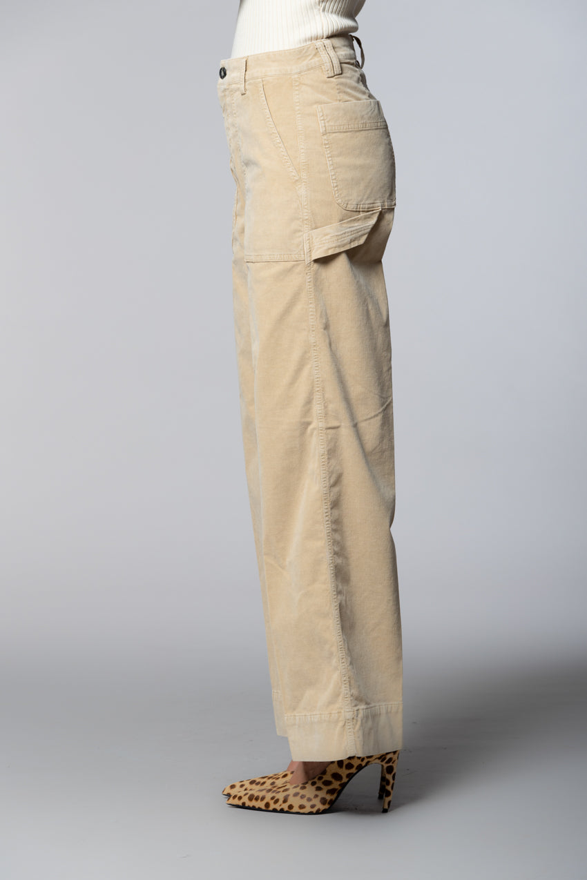 Dallas Wide L pantaloni cargo donna in velluto 1000 righe wide leg