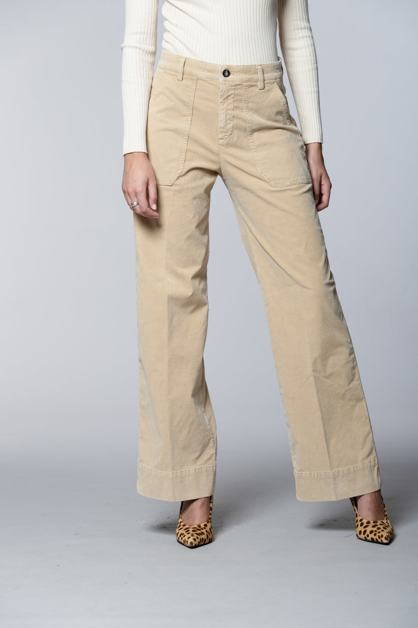 Dallas Wide L pantaloni cargo donna in velluto 1000 righe wide leg
