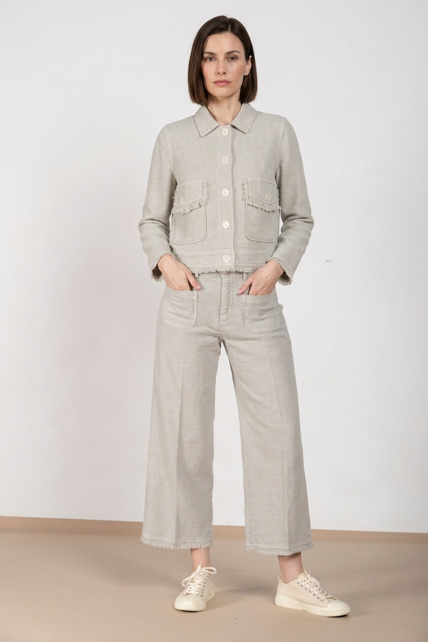 New York Studio Cropped Hose Chino Damen aus Natté straight fit