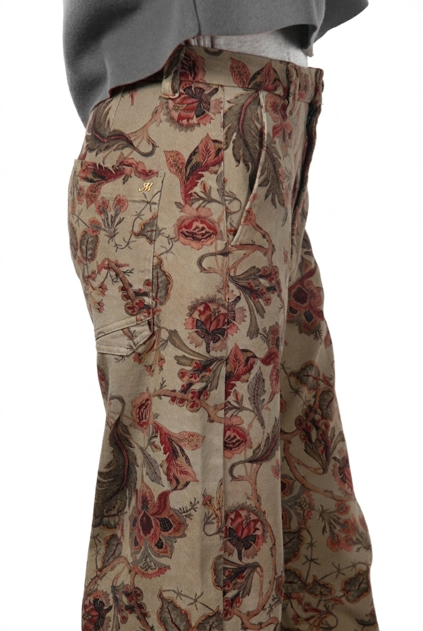 Vivienne City Damen-Chinohose aus Bullgewebe mit großem Blumenmuster im Balloon Fit
