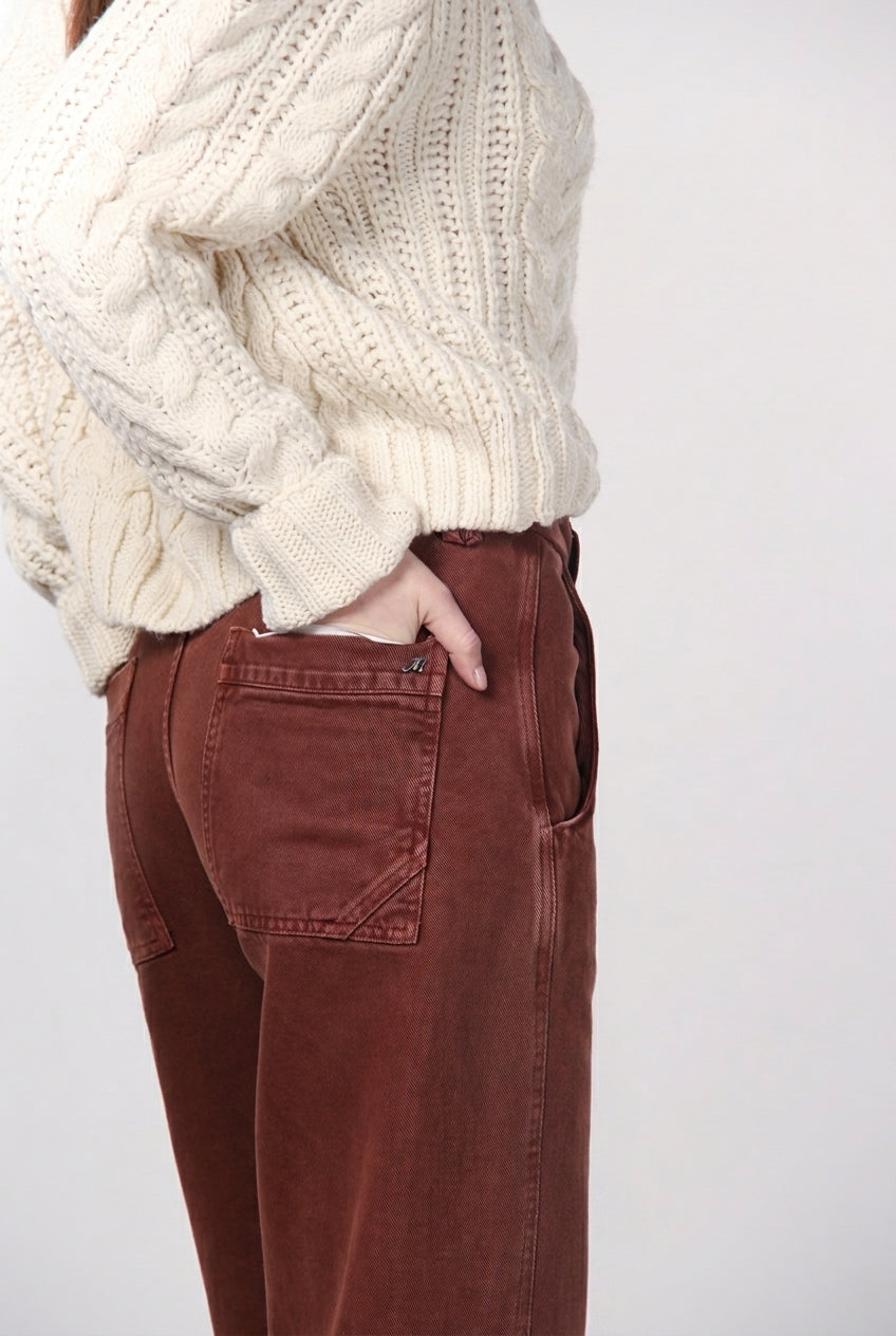 Violette Chinohose für Damen aus Twill mit balloon fit ①
