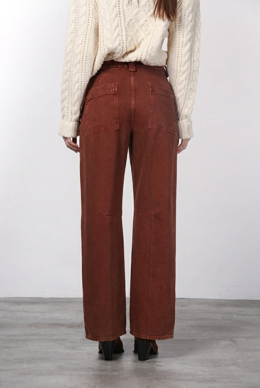 Violette Chinohose für Damen aus Twill mit balloon fit ①
