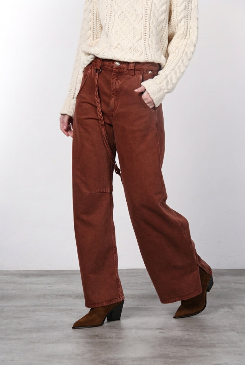Violette Chinohose für Damen aus Twill mit balloon fit ①
