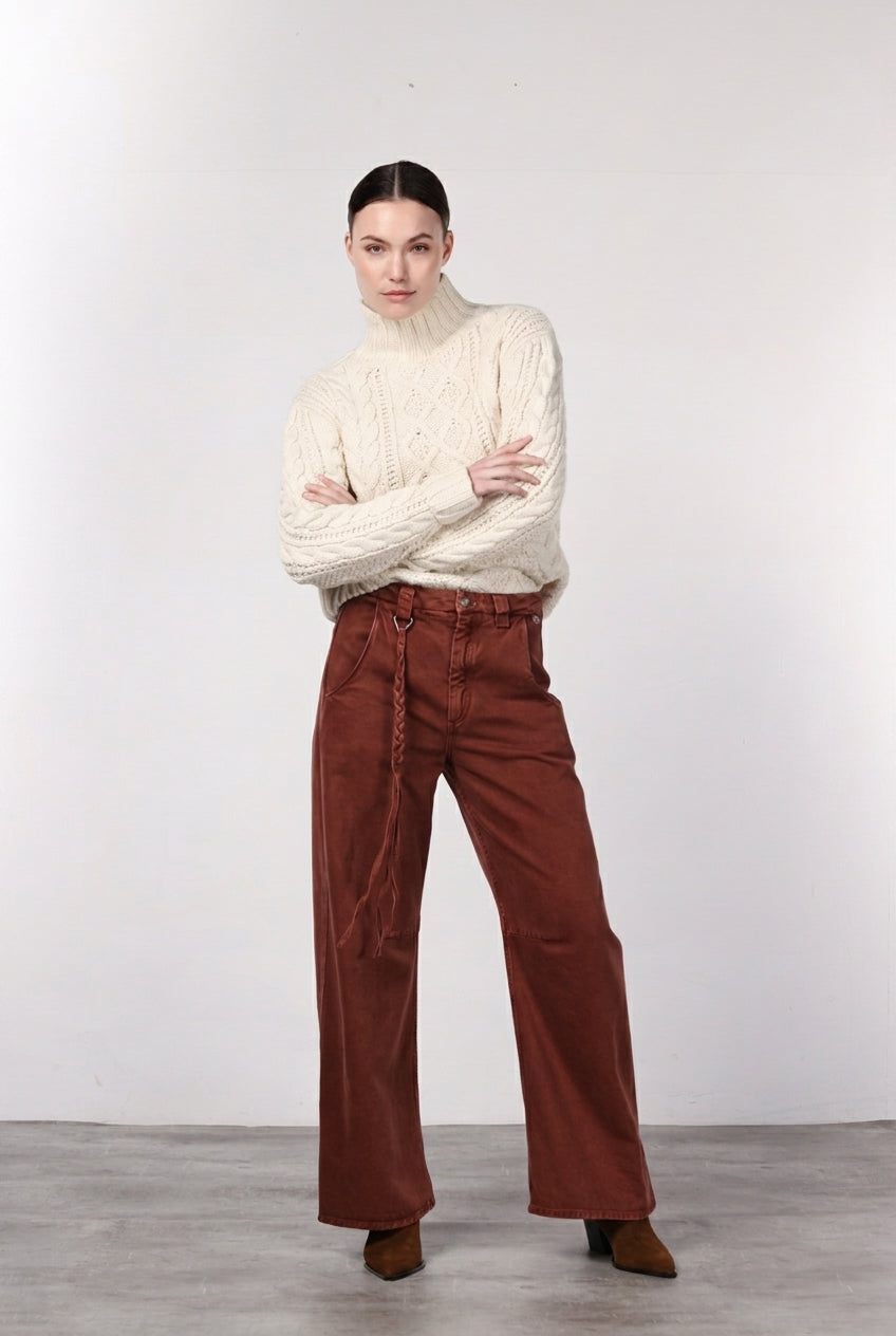 Violette Chinohose für Damen aus Twill mit balloon fit ①
