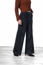 New York Wide pantalone chino donna in raso wide leg
