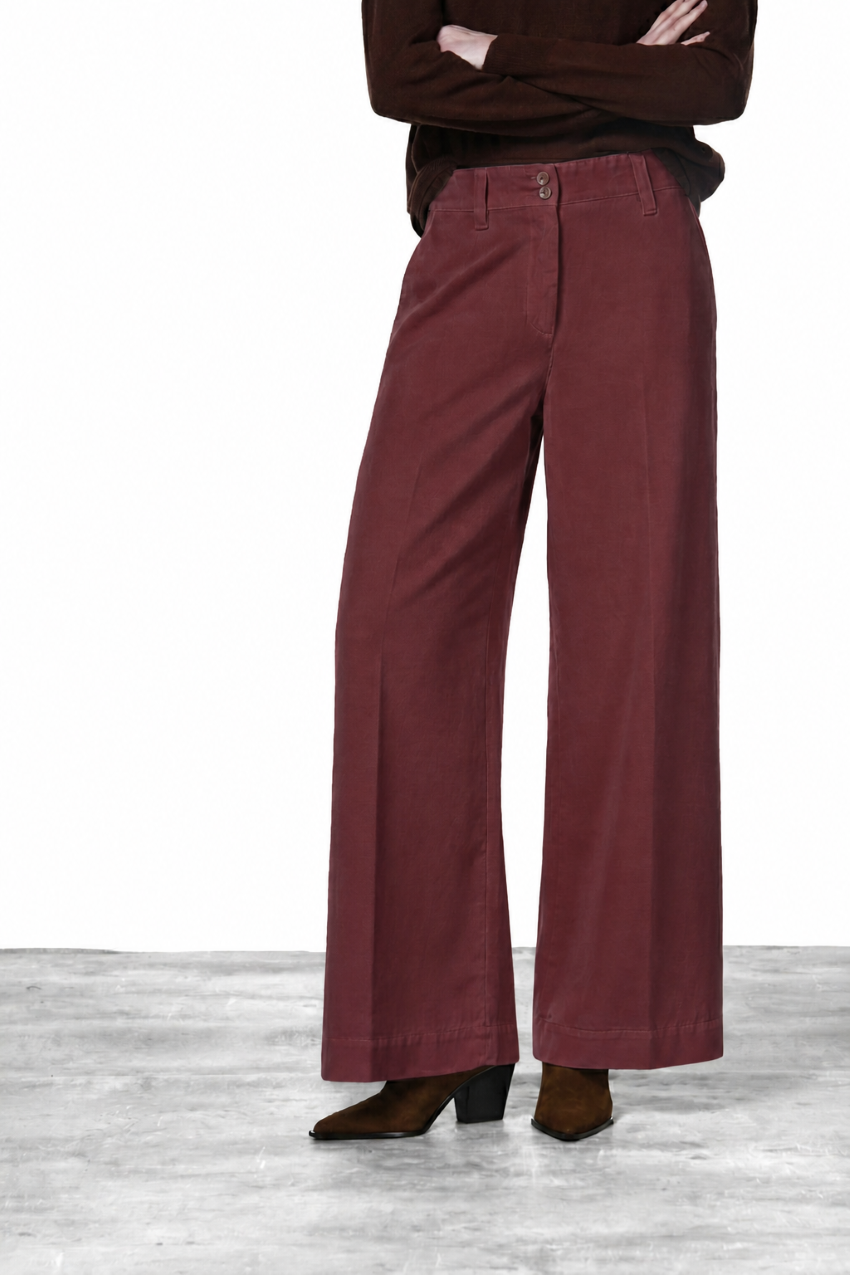 New York Wide Elax Damen-Chinohose aus Gabardine, Wide Leg