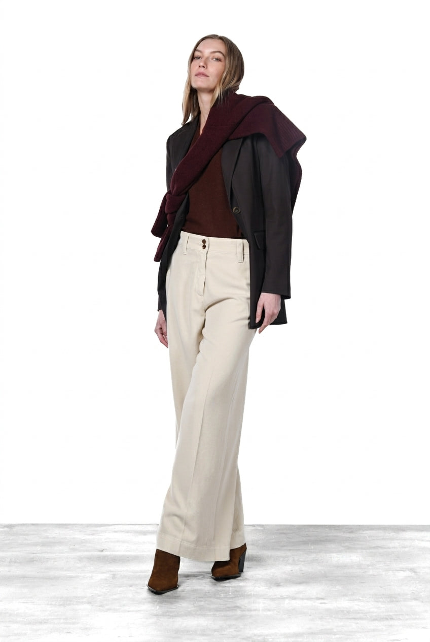 New York Wide Elax Damen-Chinohose aus Gabardine, Wide Leg