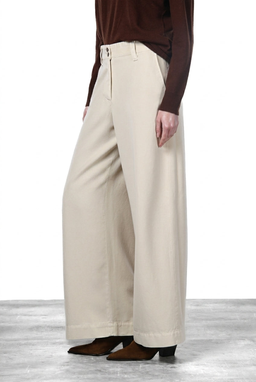 New York Wide Elax Damen-Chinohose aus Gabardine, Wide Leg