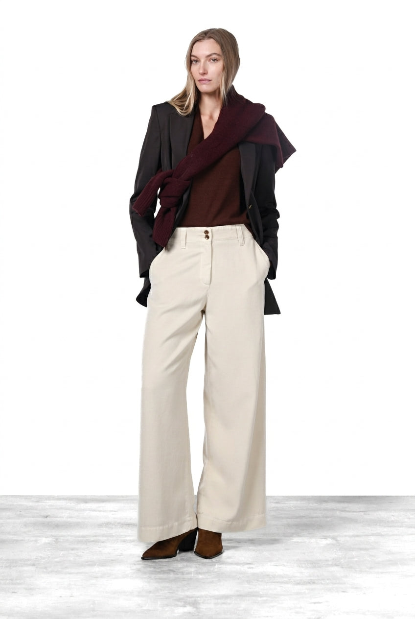 New York Wide Elax Damen-Chinohose aus Gabardine, Wide Leg