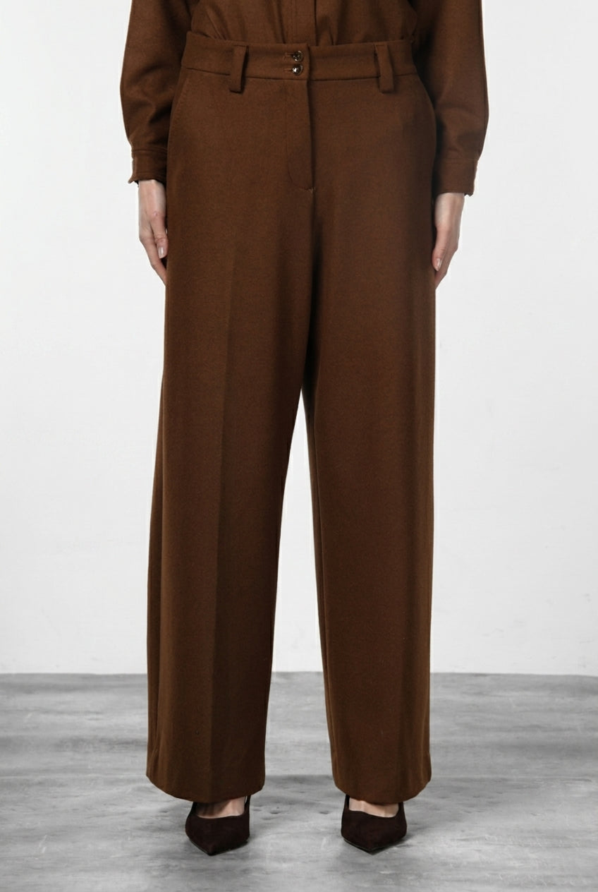 New York Wide Elax Damen-Chinohose aus Flanell-Jersey, Wide Leg