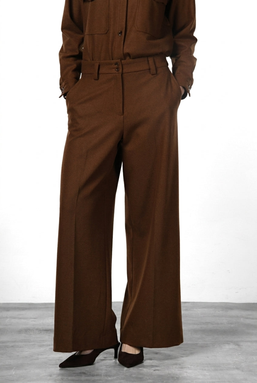 New York Wide Elax Damen-Chinohose aus Flanell-Jersey, Wide Leg