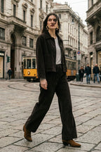 New York Studio Elax pantalone chino donna in velluto a costa larga straight fit
