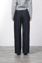New York Wide pantalone chino 5 tasche donna in denim stretch wide leg