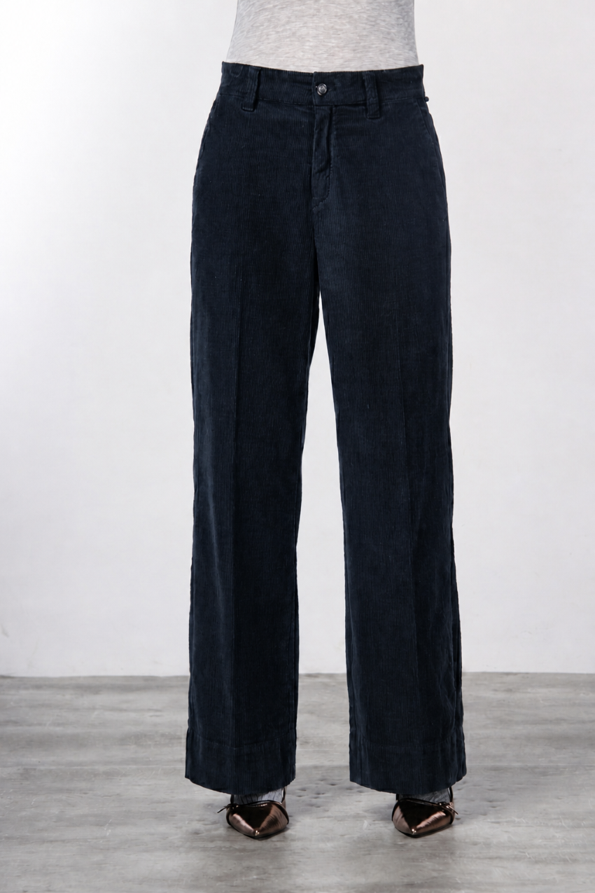 New York Wide Chinohose für Damen aus 500-Rippen-Samt mit wide leg