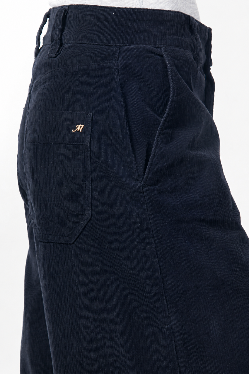 New York Wide Chinohose für Damen aus 500-Rippen-Samt mit wide leg