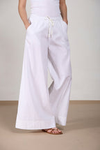 Portofino Damen Chino-Jogger-Hose aus leichtem Leinen und Baumwollcanvas wide leg