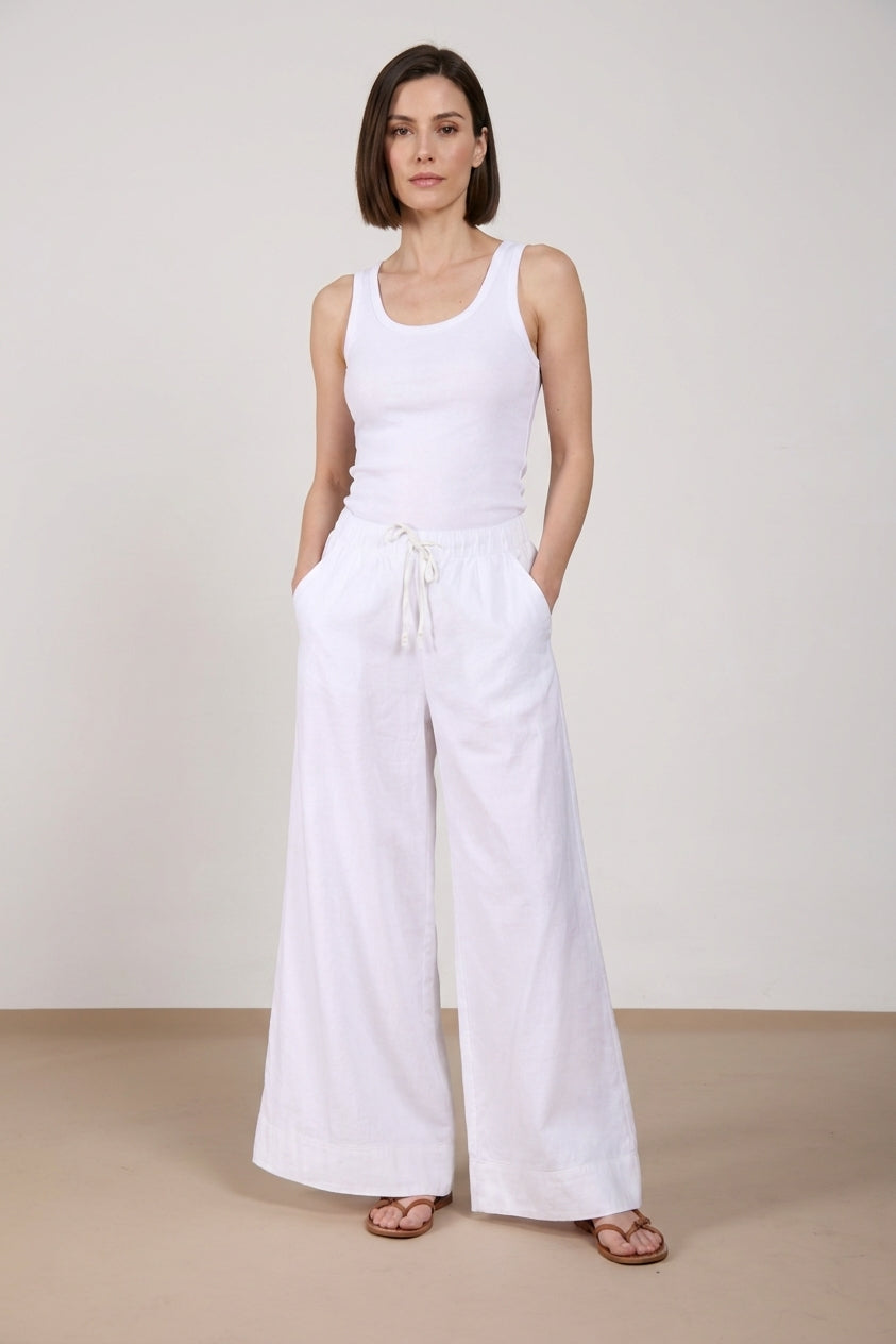 Portofino Damen Chino-Jogger-Hose aus leichtem Leinen und Baumwollcanvas wide leg
