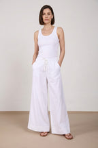Portofino pantalone chino jogger donna in tela di lino e cotone leggero wide leg