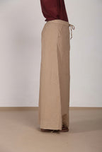 Portofino pantalone chino jogger donna in tela di lino e cotone leggero wide leg