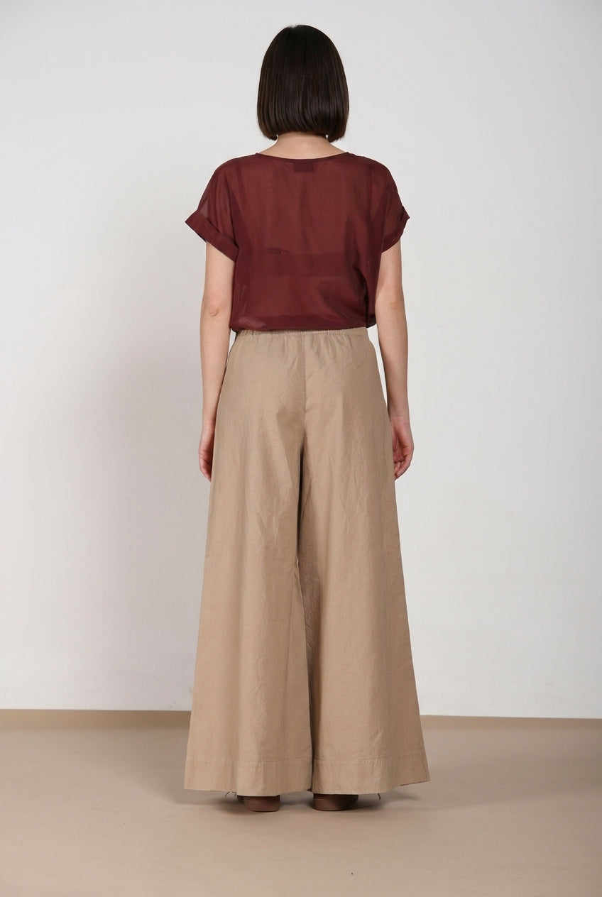 Portofino pantalone chino jogger donna in tela di lino e cotone leggero wide leg