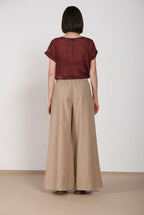 Portofino pantalone chino jogger donna in tela di lino e cotone leggero wide leg