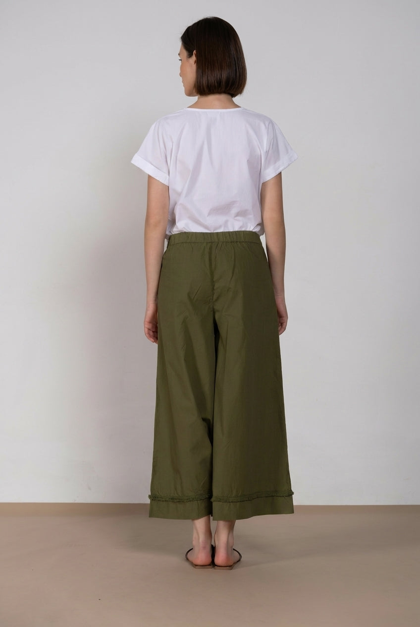 Portofino Cropped pantalone chino jogger donna in popeline wide leg