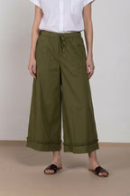 Portofino Cropped pantalone chino jogger donna in popeline wide leg