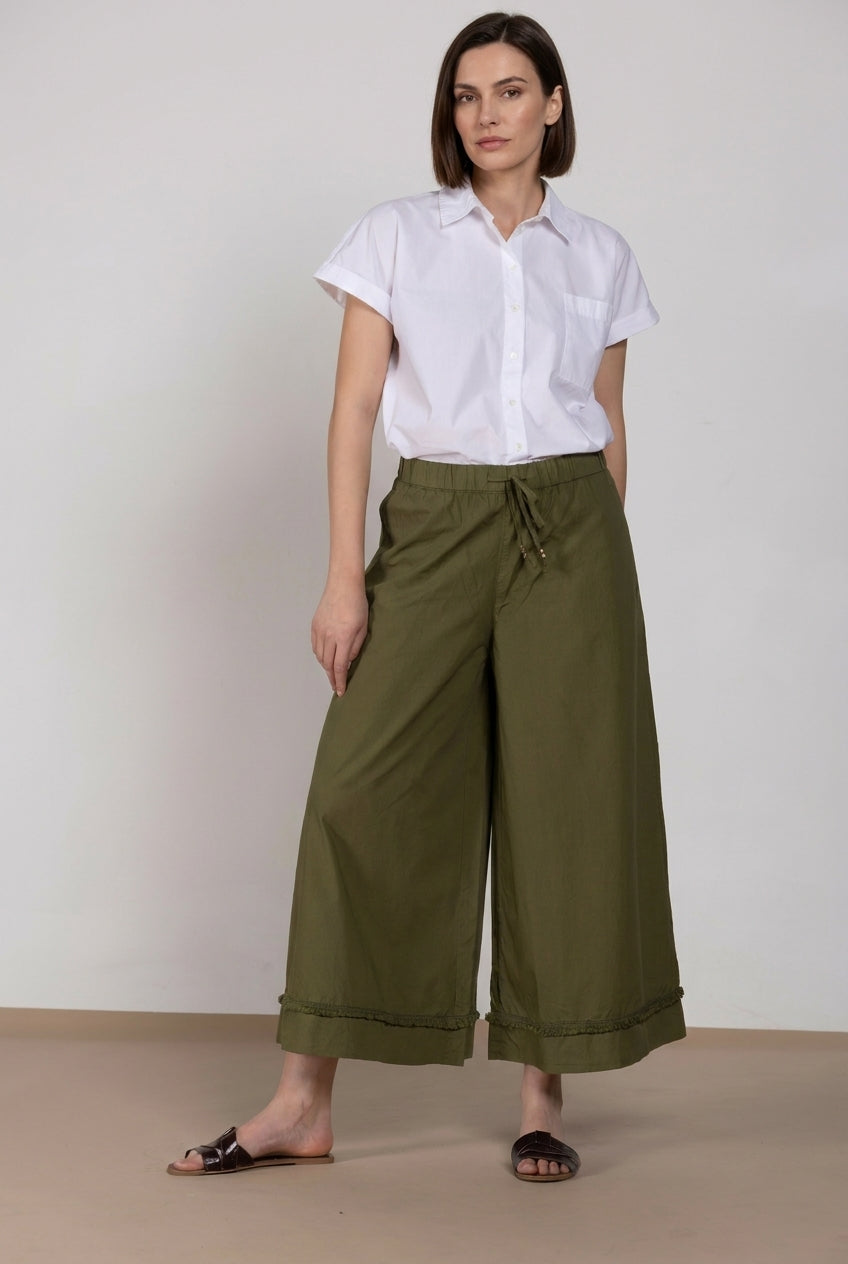 Portofino Cropped pantalone chino jogger donna in popeline wide leg