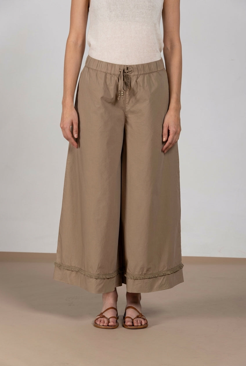 Portofino Cropped pantalone chino jogger donna in popeline wide leg
