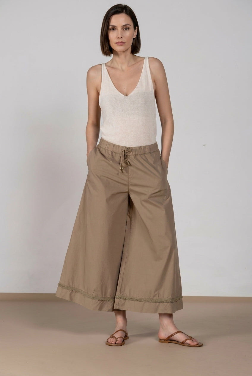 Portofino Cropped pantalone chino jogger donna in popeline wide leg