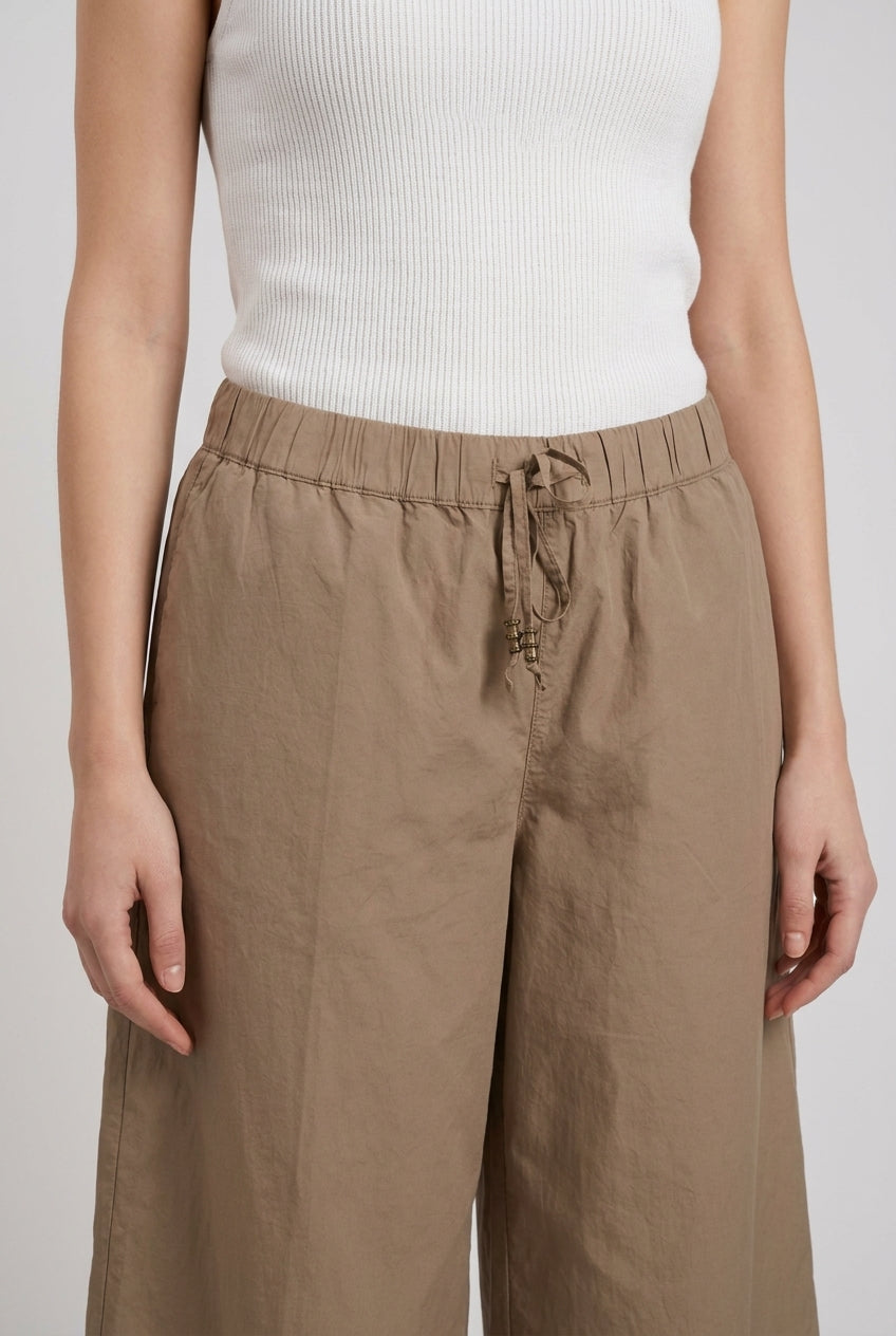 Portofino Cropped pantalone chino jogger donna in popeline wide leg