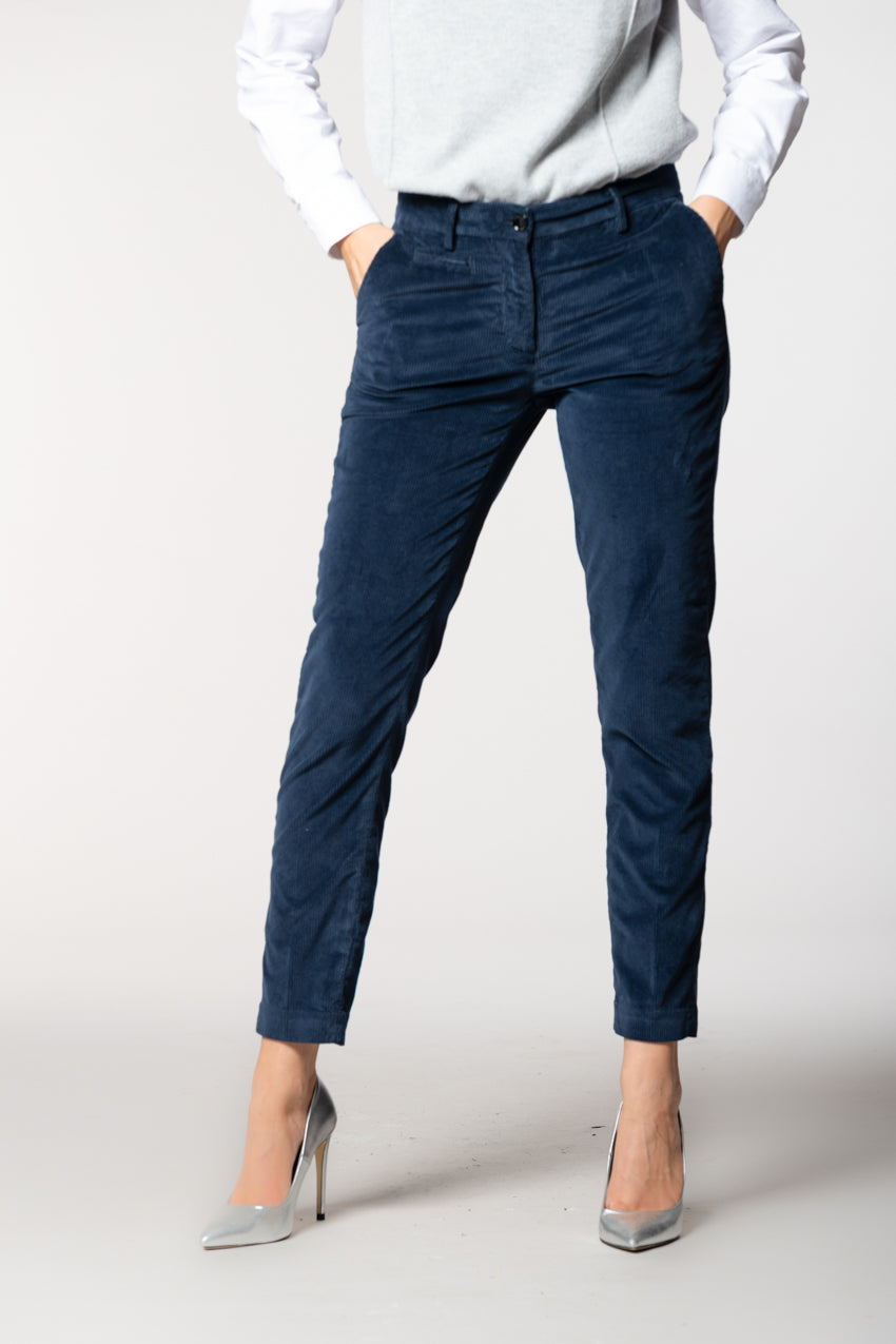 New York Slim pantalone chino donna in velluto a coste slim fit