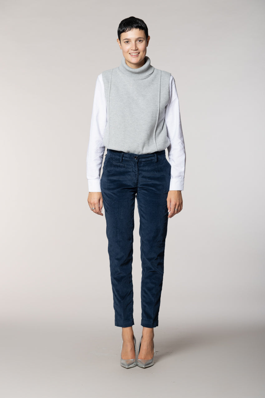 New York Slim pantalone chino donna in velluto a coste slim fit