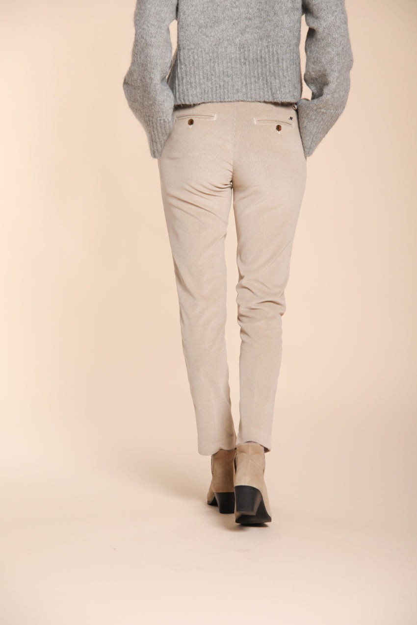 New York Slim pantalone chino donna in velluto a coste slim fit