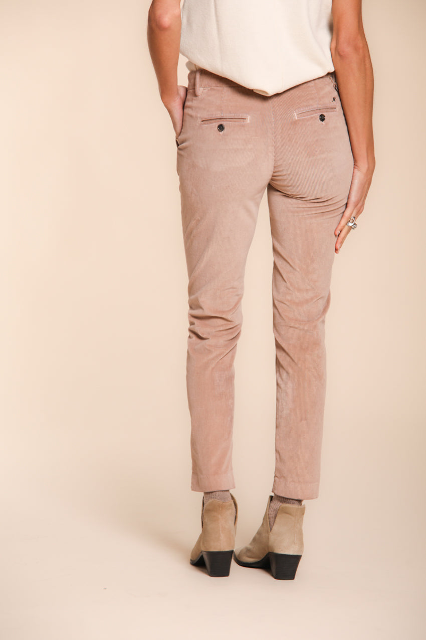 New York Slim pantalone chino donna in velluto a coste slim fit