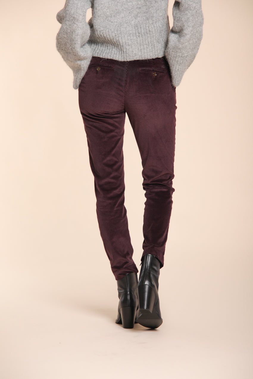 New York Slim pantalone chino donna in velluto a coste slim fit