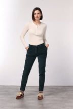 New York Slim pantalone chino donna in velluto a costa grande slim fit ①