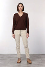 New York Slim pantalone chino donna in velluto a costa grande slim fit ①