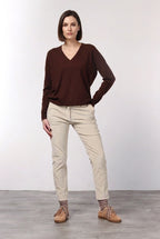 New York Slim pantalone chino donna in velluto a costa grande slim fit ①